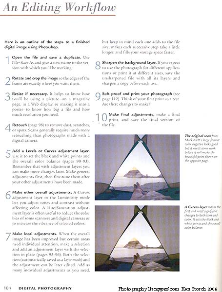 short-course-editing 1 of 2 pages on 'An Editing Workflow' from "A Short Course in Digital Photography"