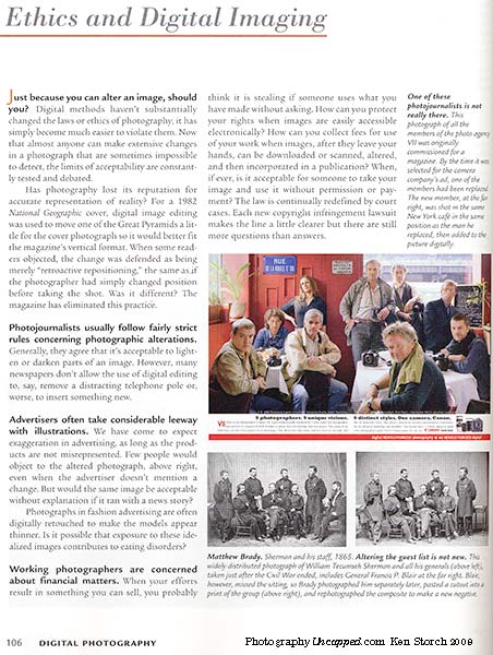 short-course-ethics 1 of 2 pages covering 'Ethics and Digital Imaging'