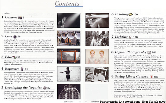 short-course-photo-contents-1-2 The somewhat similar 'Contents' pages of "A Short Course in Photography"