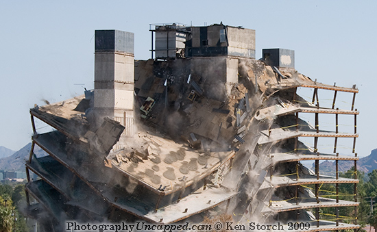 Qwest-Implosion19274 The Top of the Qwest Building Collapsing