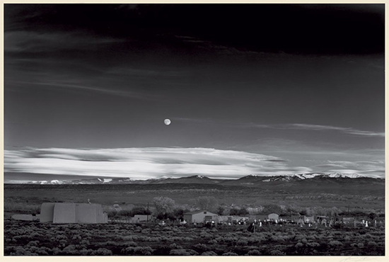 Adams-Moonrise-Over-Hernandez Ansel Adams - Moonrise, Hernandez, New Mexico 1941 - Swann Auction Galleries